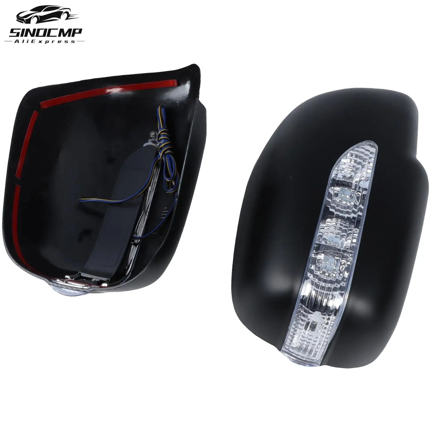 New Gloss Black Side Door Mirror Covers With Led Light For Toyota Tacoma 2005-2014 Rear Vi