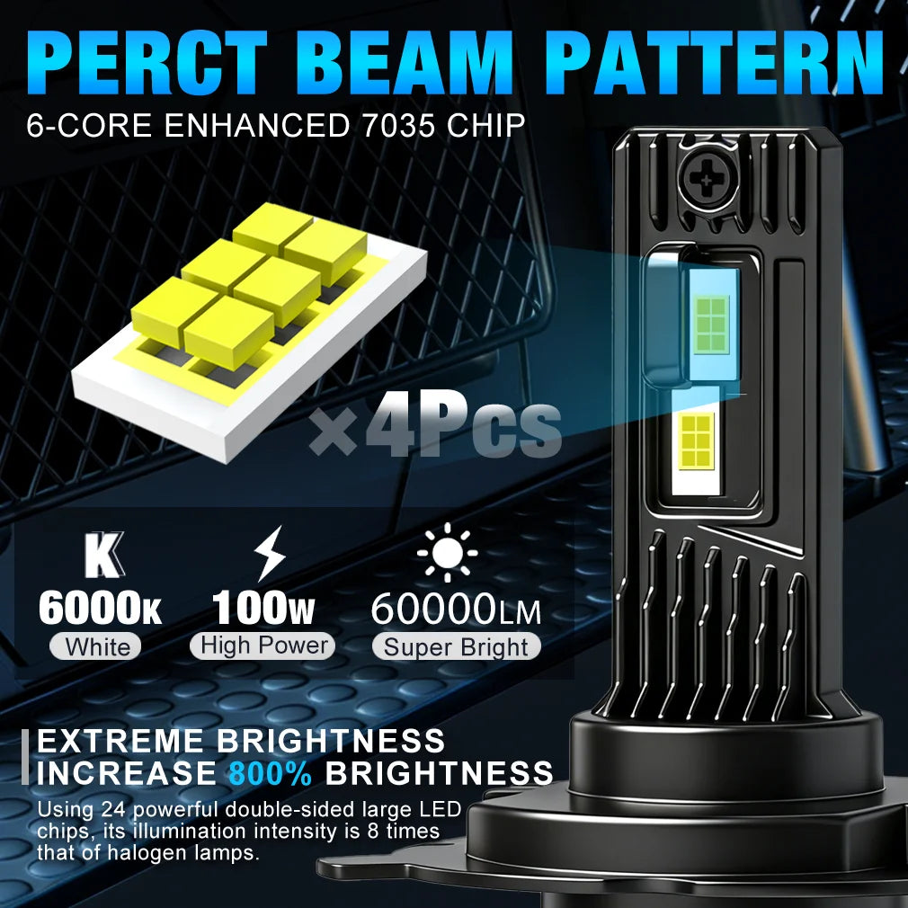 XSTORM H4 LED Canbus 60000LM 100W Car Led Lights Bulbs H7 H11 LED Headlights Auto Turbo La
