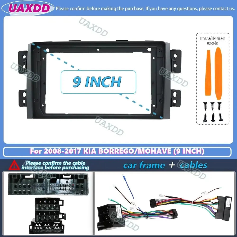 For 2008-2017 KIA BORREGO MOHAVE 9INCH Car stereo radio Android frame panel fascia cable v