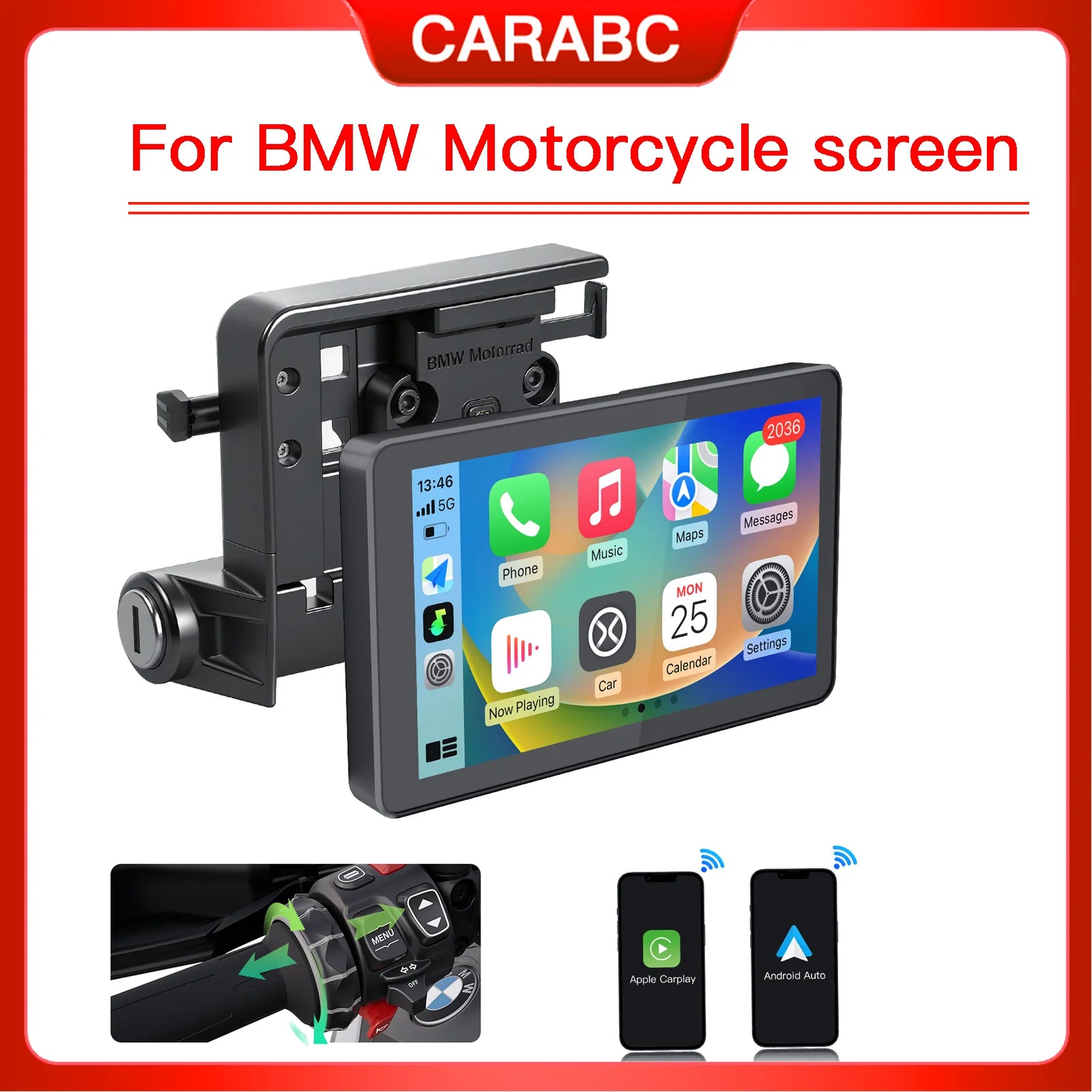 6" Wireless CarPlay Screen For BMW R1200GS R1250GS R1300GS S1000XR Motorcycle Android Auto | AUTOKITSHOP