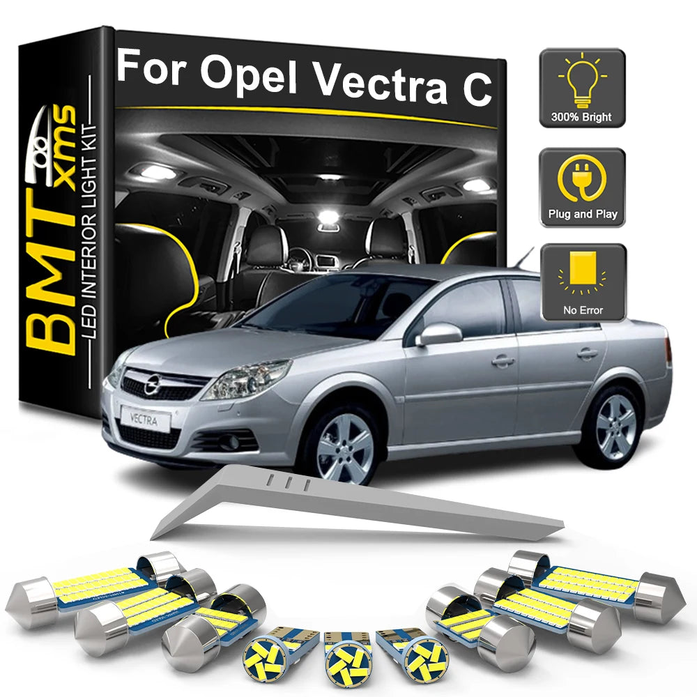 11-Piece LED Interior Light Kit for Vauxhall Opel Vectra C GTS Saloon Estate - Canbus Error-Free Bulbs | AUTOKITSHOP