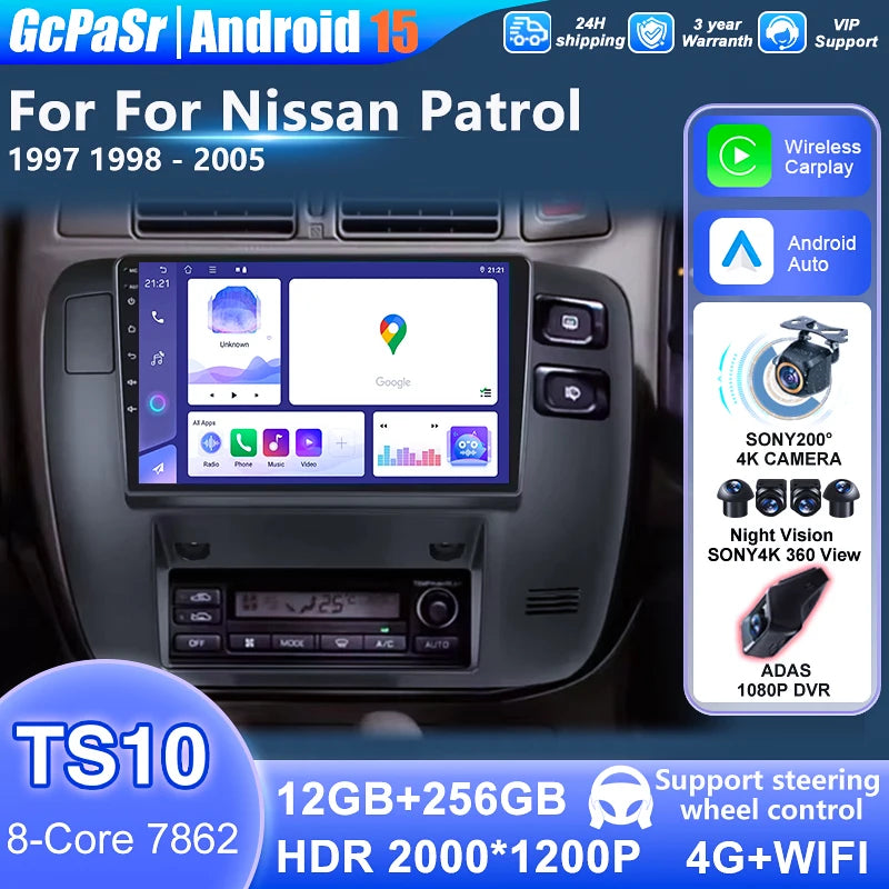 CarPlay For NISSAN Patrol 1997 1998 - 2005 LHD RHD Android AUTO Stereo Car Radio Multimedi