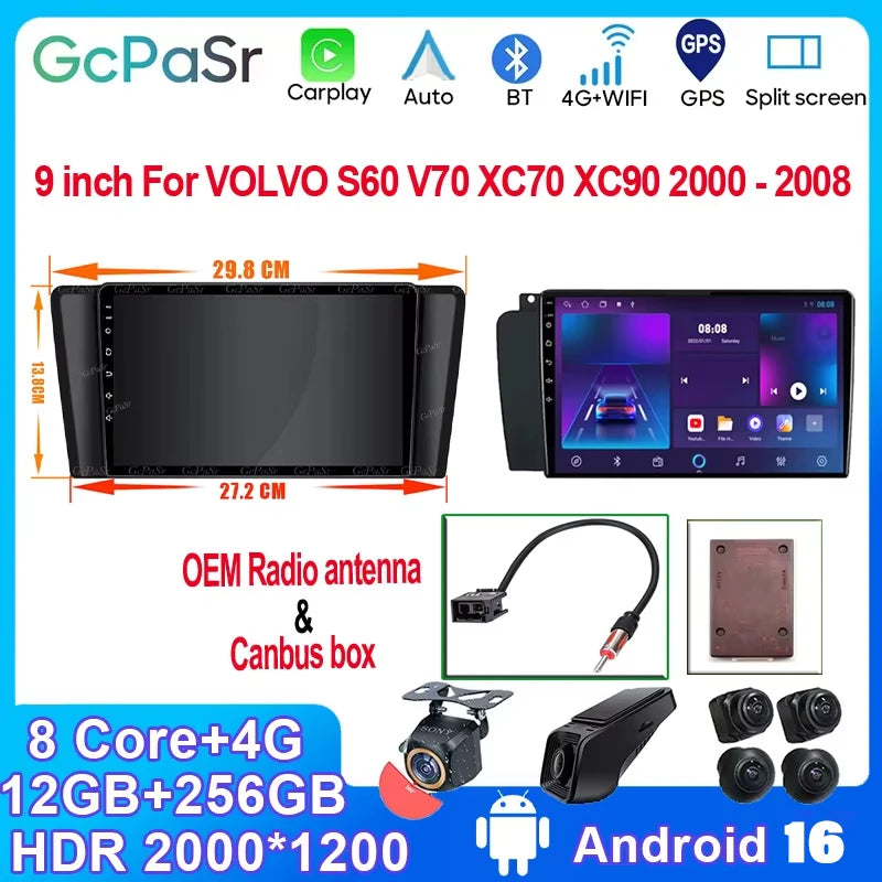 Car Android For Volvo S60 V70 XC70 2000 - 2008 Auto Radio Stereo Head Unit Multimedia Play