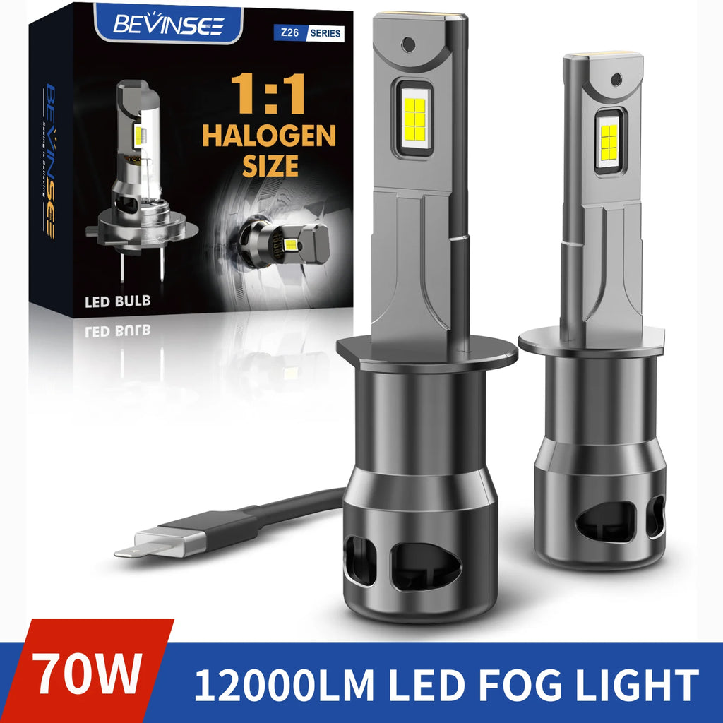 BEVINSEE 70W 12000LM H1 H3 LED Fog Lights H11 HB3 HB4 9005 9006 LED Lights For Car CANBUS