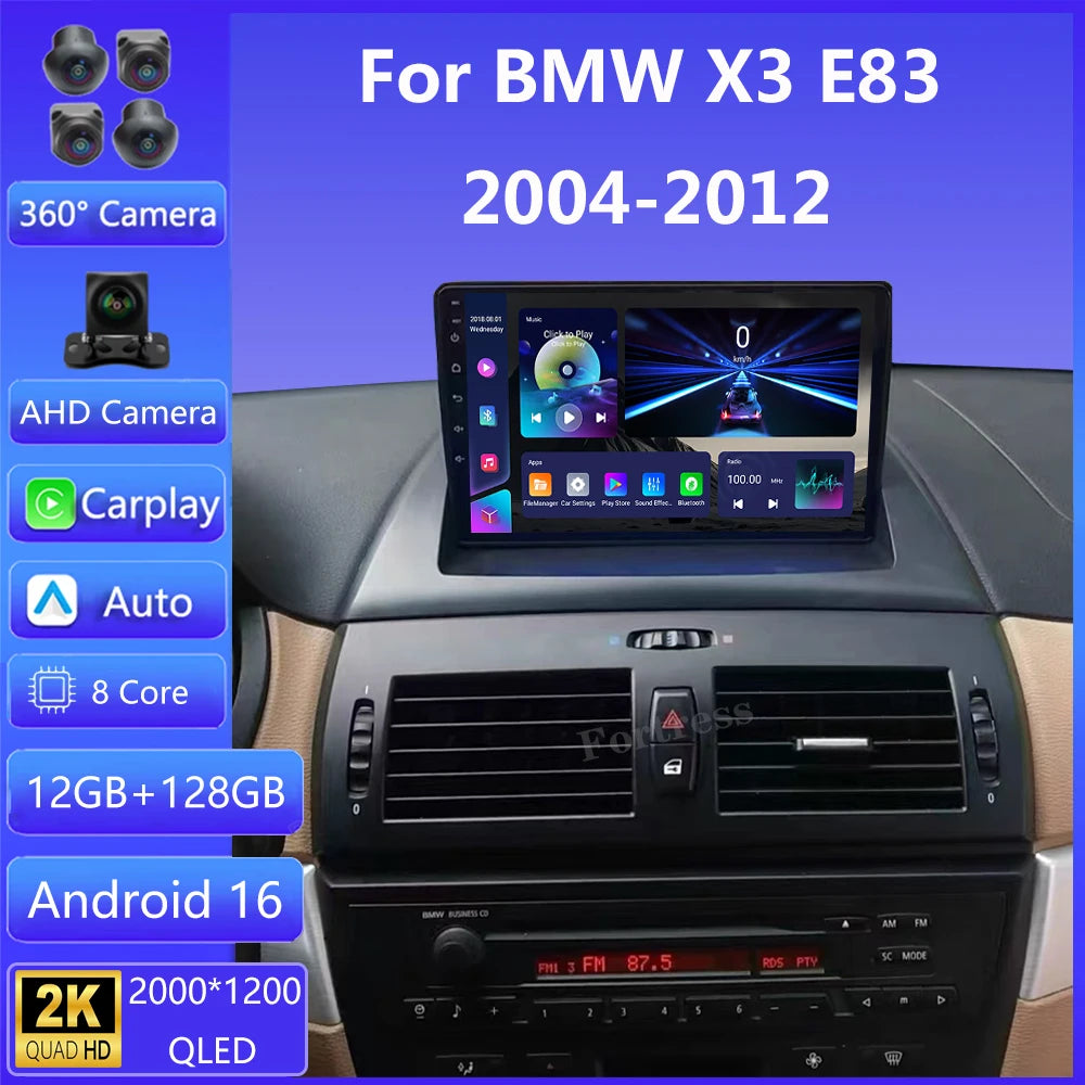 Android 16 Car Radio For BMW X3 E83 2004-2012 GPS CarPlay Multimedia Player no 2din Carpla