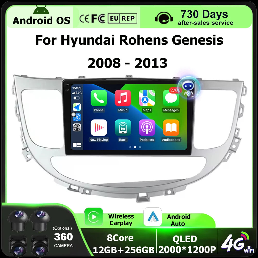 Android 16 Auto For Hyundai Rohens Genesis 2008 - 2013 Car Radio Multimedia Video Player G