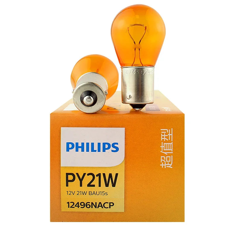 Philips PY21W S25 12V 21W BAU15s Amber Color Standard Turn Signal Lamps Original Position