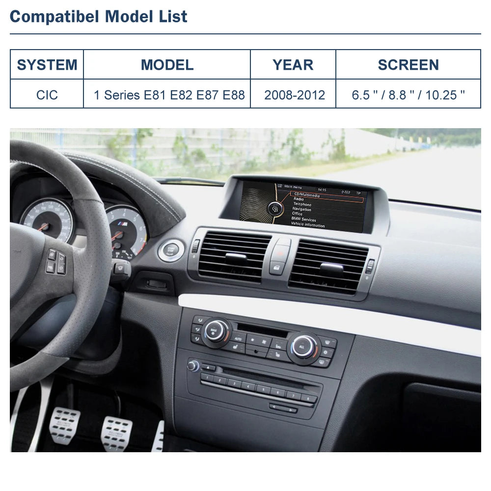 Road Top Wireless CarPlay Android Auto for BMW 1 Series E81 E82 E87 E88 2008-2012, with Mi | AUTOKITSHOP