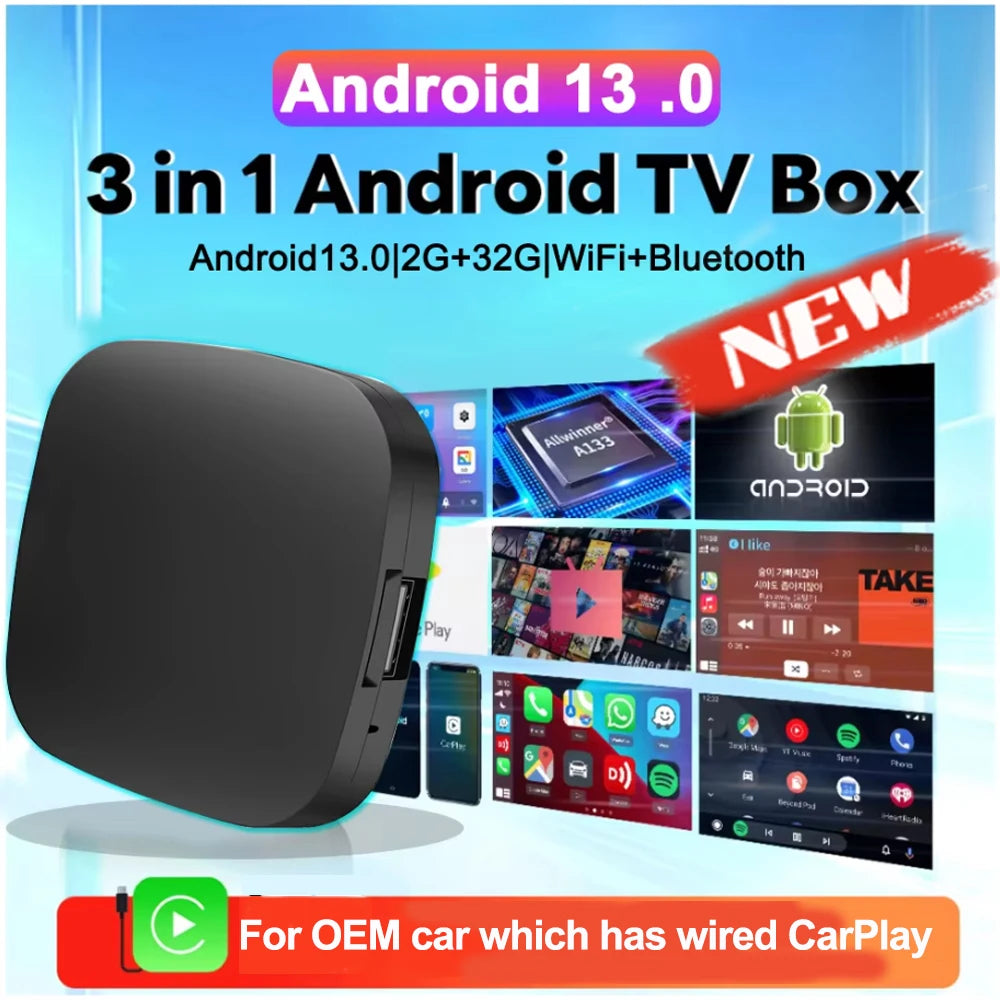 Android 13 Carplay AI Box Wireless Android Auto Smart TV Box For Youtube Netflix Toyota Ma