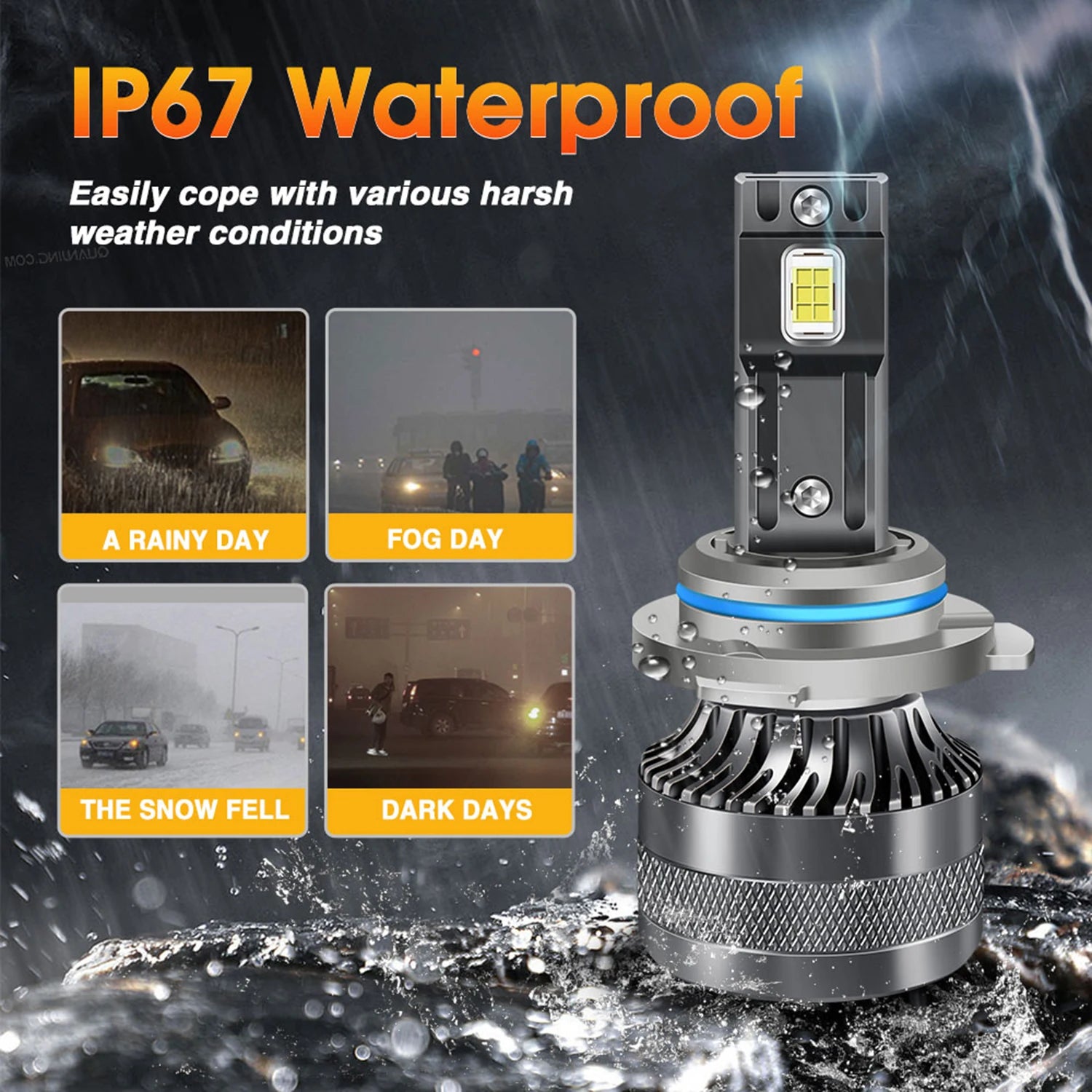LED Headlights K10 9006/HB4 6000K White 8000LM/Set Plug Play Waterproof IP67 for Car Truck