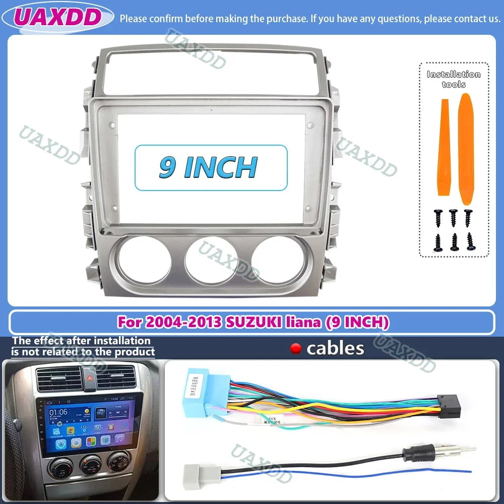 Car Accessoires 2 Din 9 Inch Radio Fascia DVD GPS MP5 Panel Frame For Suzuki Liana 2004-20