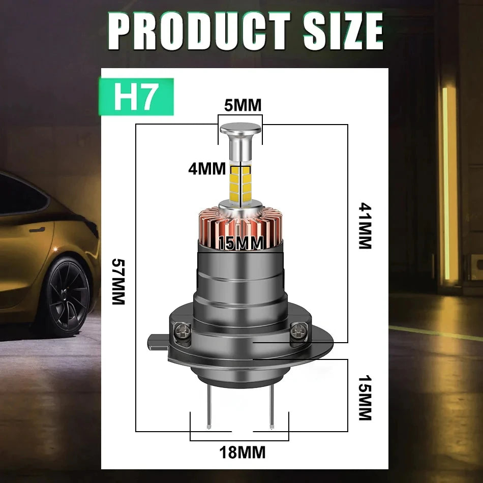 H7 Led 360 4 Sided Car LED Headlight 1300000LM 1000W Canbus 1:1 Plug and Play Turbo Wirele