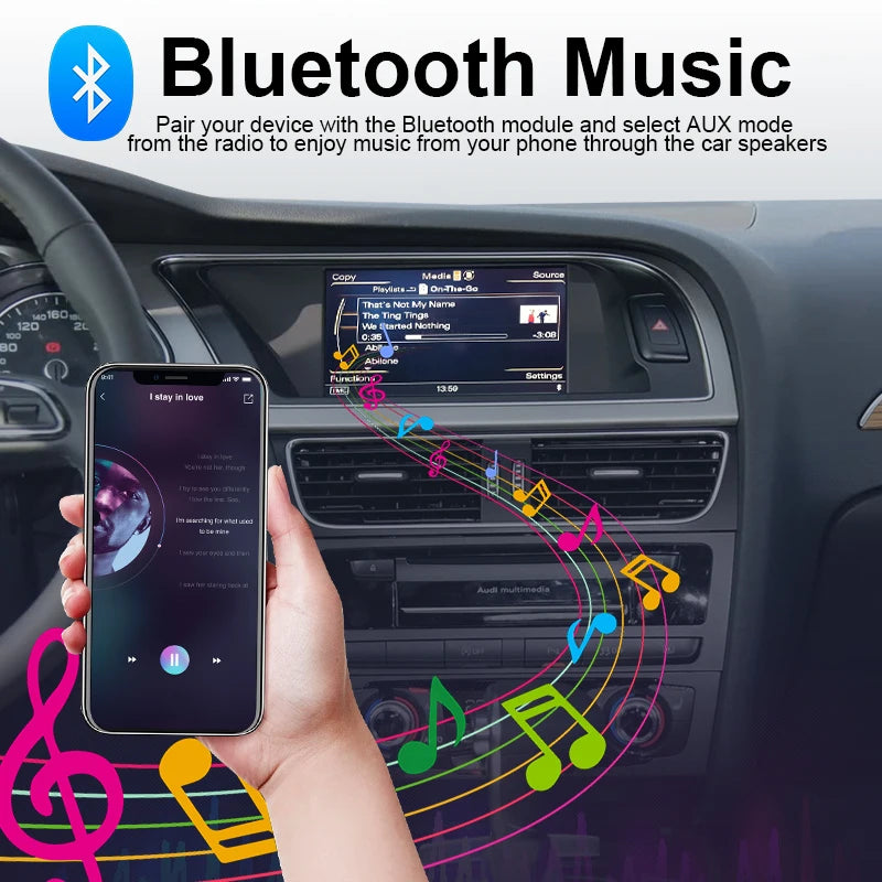 MMI 3G Car AMI 12Pin Bluetooth 5.0 Module AUX AUX Cable Adapter Wireless Audio Input Repla