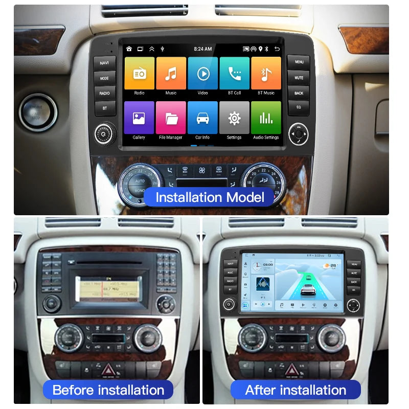 SZLELV For Mercedes Benz R-Class W251 R280 R300 R350 R500 Android 15 Multimedia Player Ste