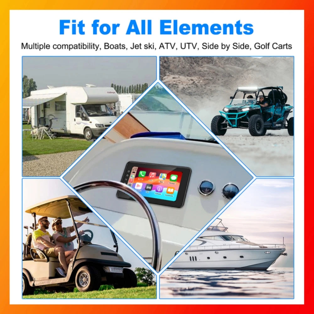 8 Inch Marine Multimedia Player IPX6 Waterproof Boat Media MP3 Player with Wireless CarPla | AUTOKITSHOP