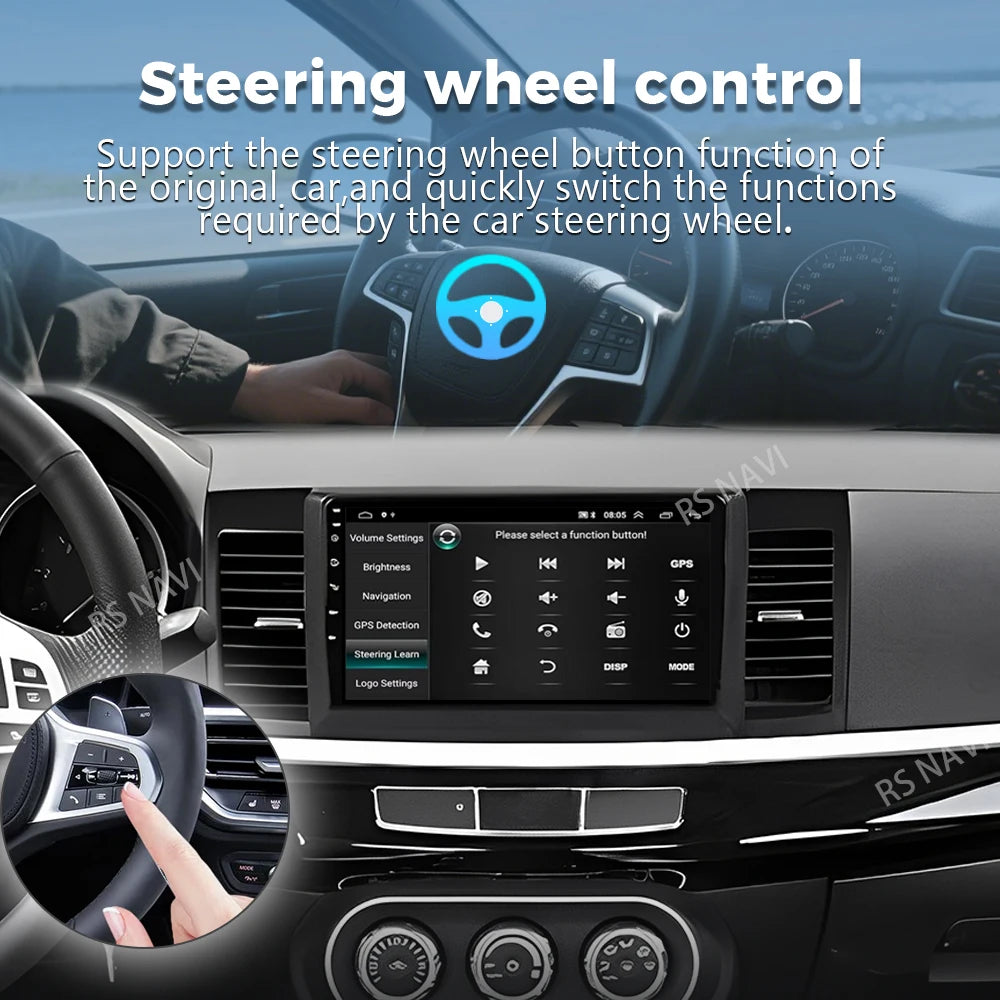 Android 16 2K QLED For Mitsubishi Lancer 10 CY 2007 - 2012 Stereo Car Radio Multimedia Vid