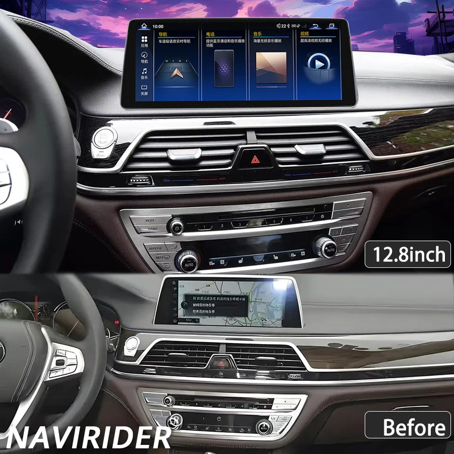 12.8inch BT Car Radio GPS 4G Navi For Bmw 7 Series EVO 2400*900 Qled Screen Navirider Andr