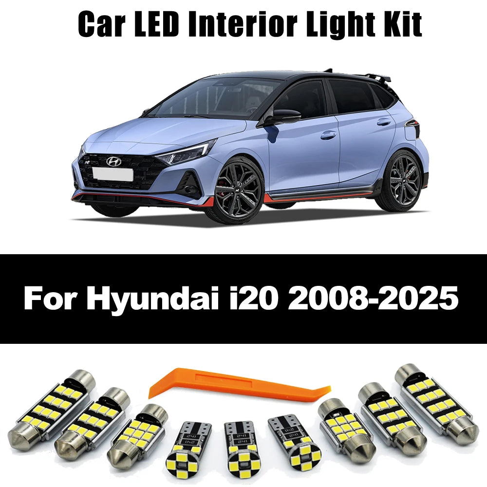 Canbus LED Interior Bulb Reading Map Light Kit For Hyundai i20 MK1 MK2 MK3 2008- 2019 2020 2021 2022 2023 2024 2025 Accessories