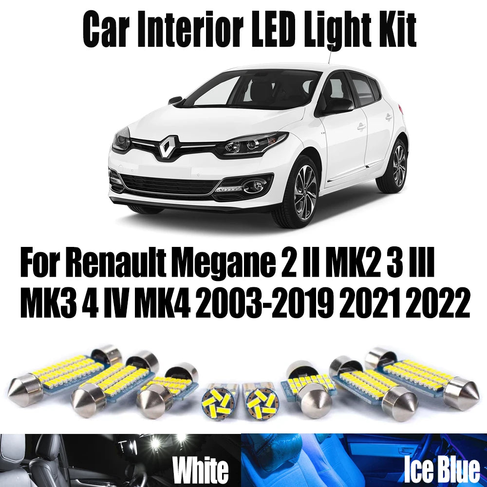 LED Interior Light Kit for Renault Megane 2 II MK2 3 III MK3 4 IV MK4 2003-2019 - Canbus Dome Map Door Trunk Bulbs | ...