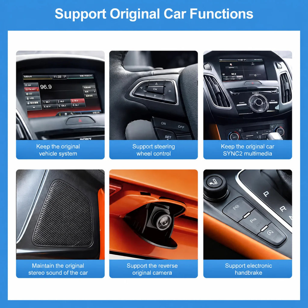 Wireless Carplay Android Auto for Ford Sync2 System Explorer Focus Fiesta C-max Edge F-150