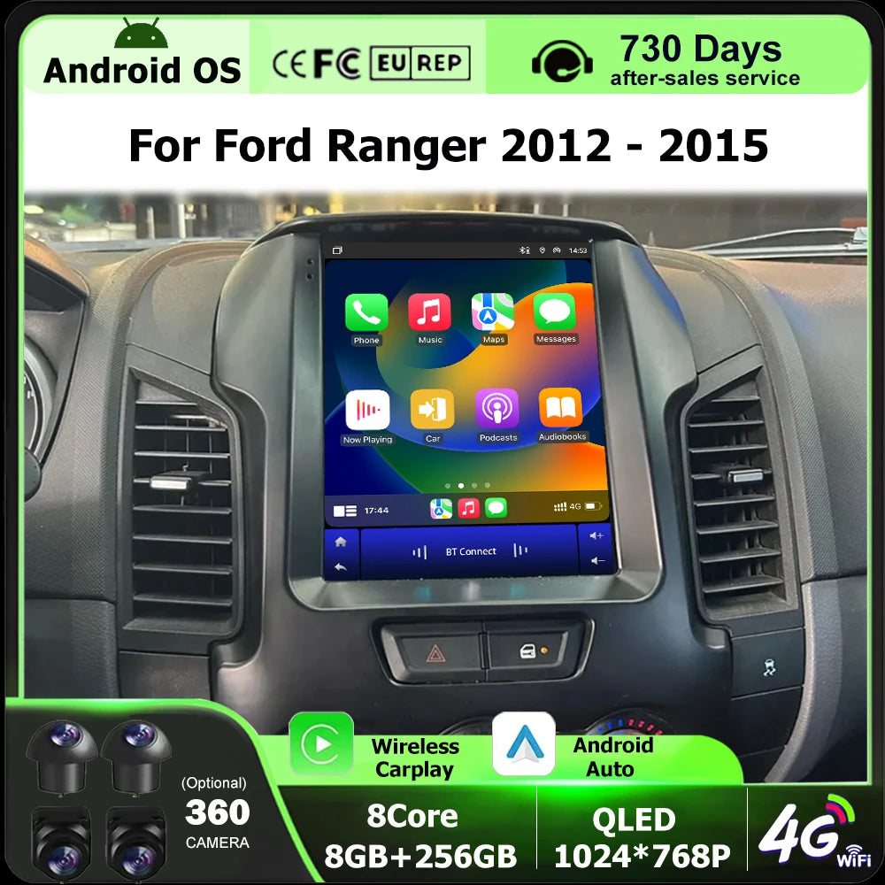 QLED Screen Car Radio Navigation GPS Multimedia Video Player For Ford Ranger 2012 2013 201