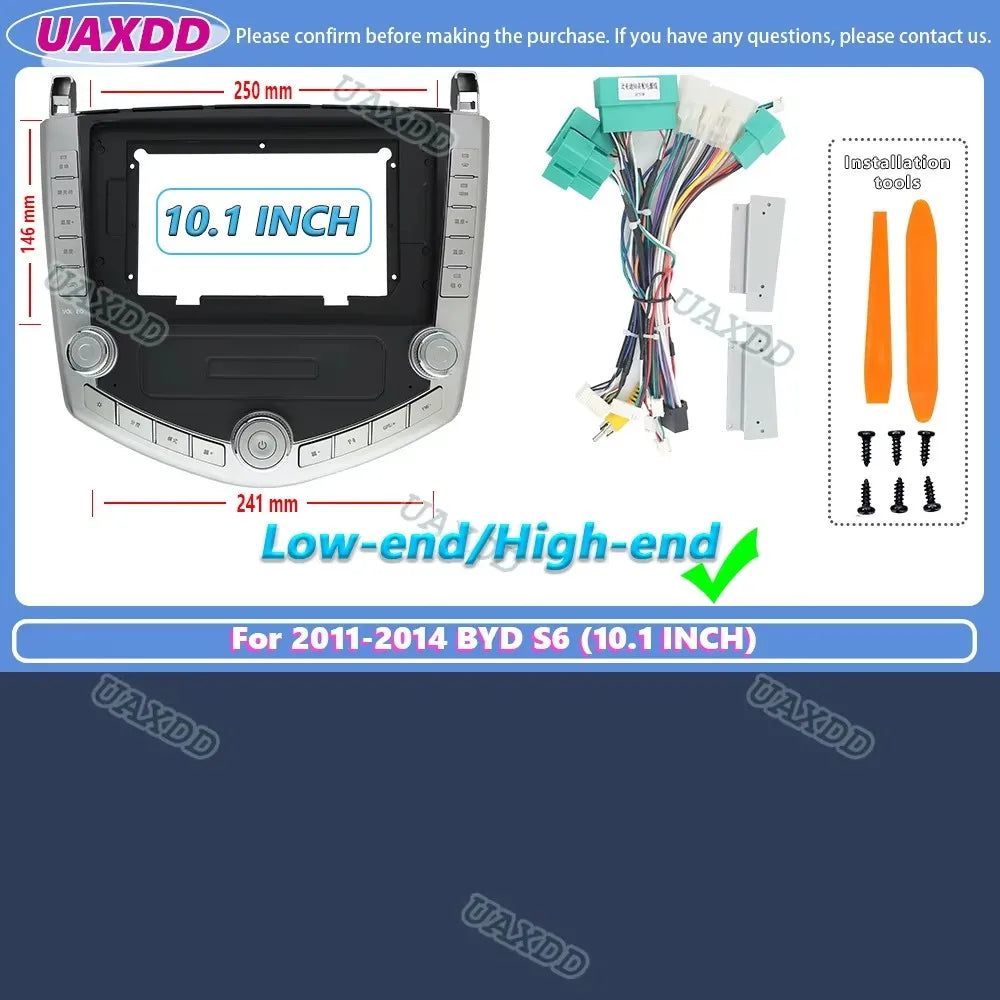 For 2011-2014 BYD S6 10.1 INCH 2 Din Car Android frame fascia cable video adapter multimed