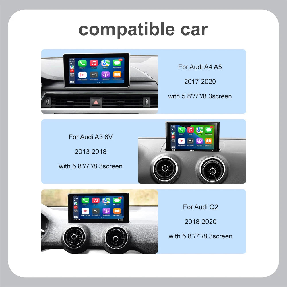 For Audi A4 B9 A5 2016-2018 With MIB Wireless CarPlay Android Auto Mirror Link AirPlay Rev