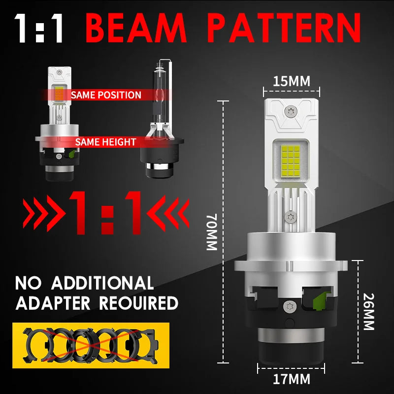 D SERIES LED Headlight HID Bulbs D2S D4S 1:1 Replace Headlamp 12V 24V Canbus 6000K 30000LM
