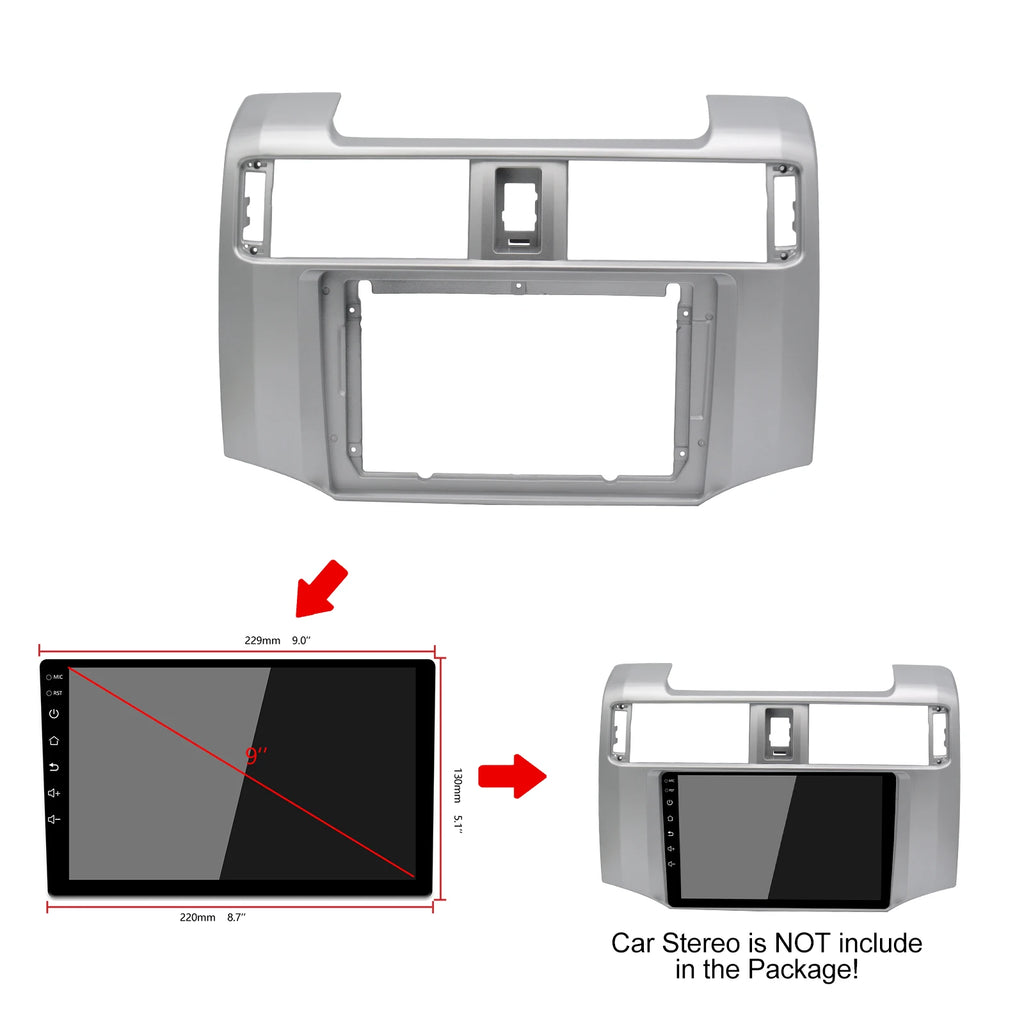 2Din Car DVD Frame Audio Fitting Adaptor Dash Trim Kits Facia Panel 9" For Toyota 4runner