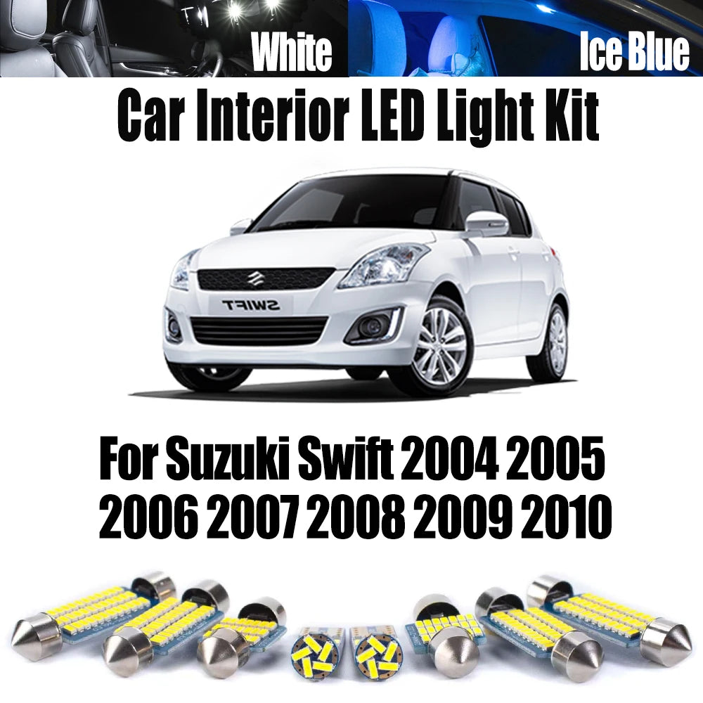 8-Piece LED Interior Light Kit for Suzuki Swift 2004-2007 - Canbus Dome Map Door Trunk Bulbs | AUTOKITSHOP