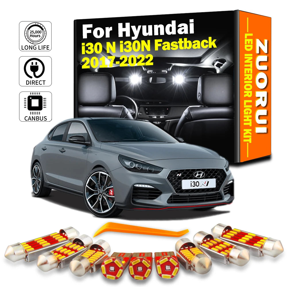 13-Piece LED Interior Light Kit for Hyundai i30 N i30N Fastback - Canbus Error-Free Bulbs | AUTOKITSHOP