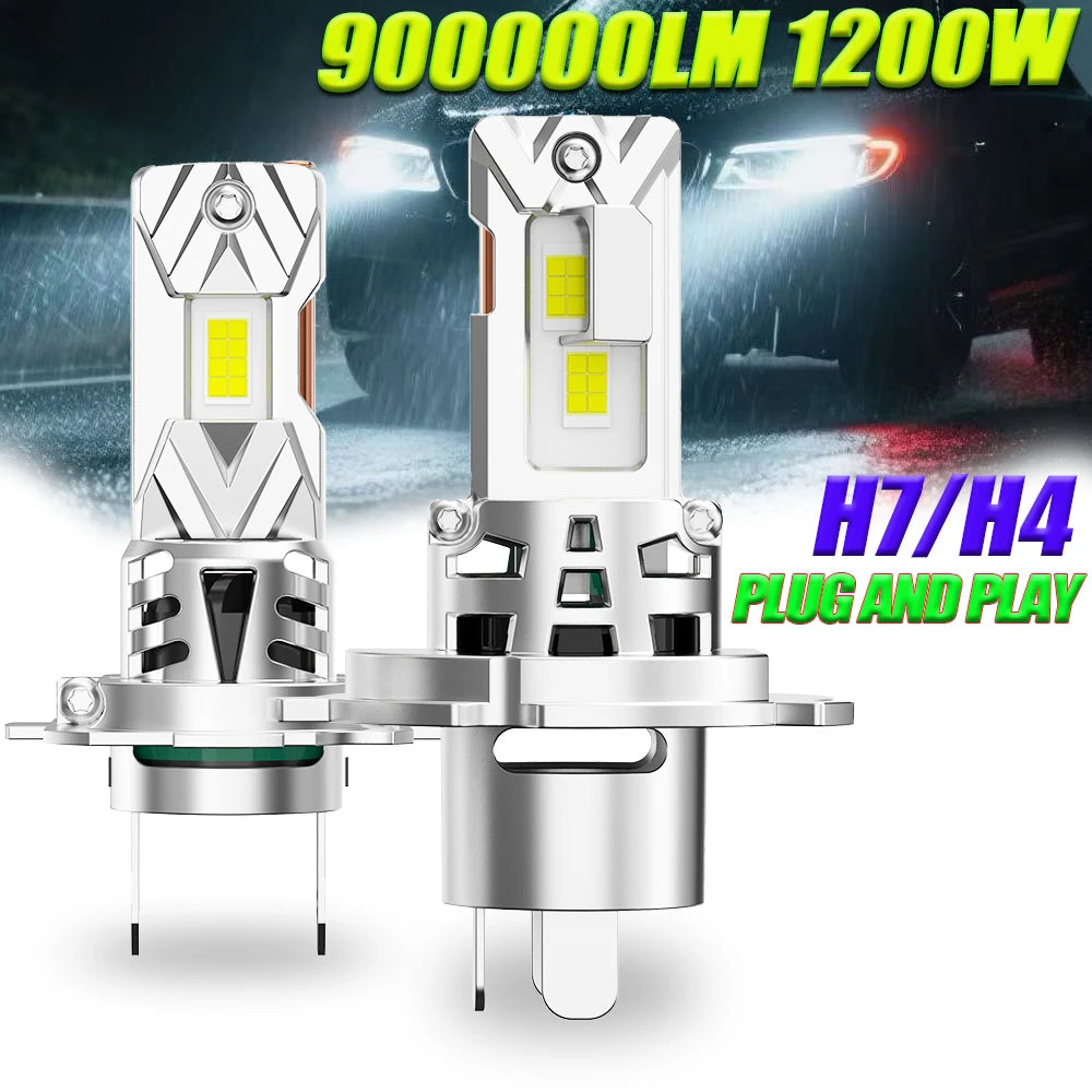 H7 H4 Spotlight LED Canbus Bulbs 1200W Super Bright 6000K White Turbo Car Head Lamp With F