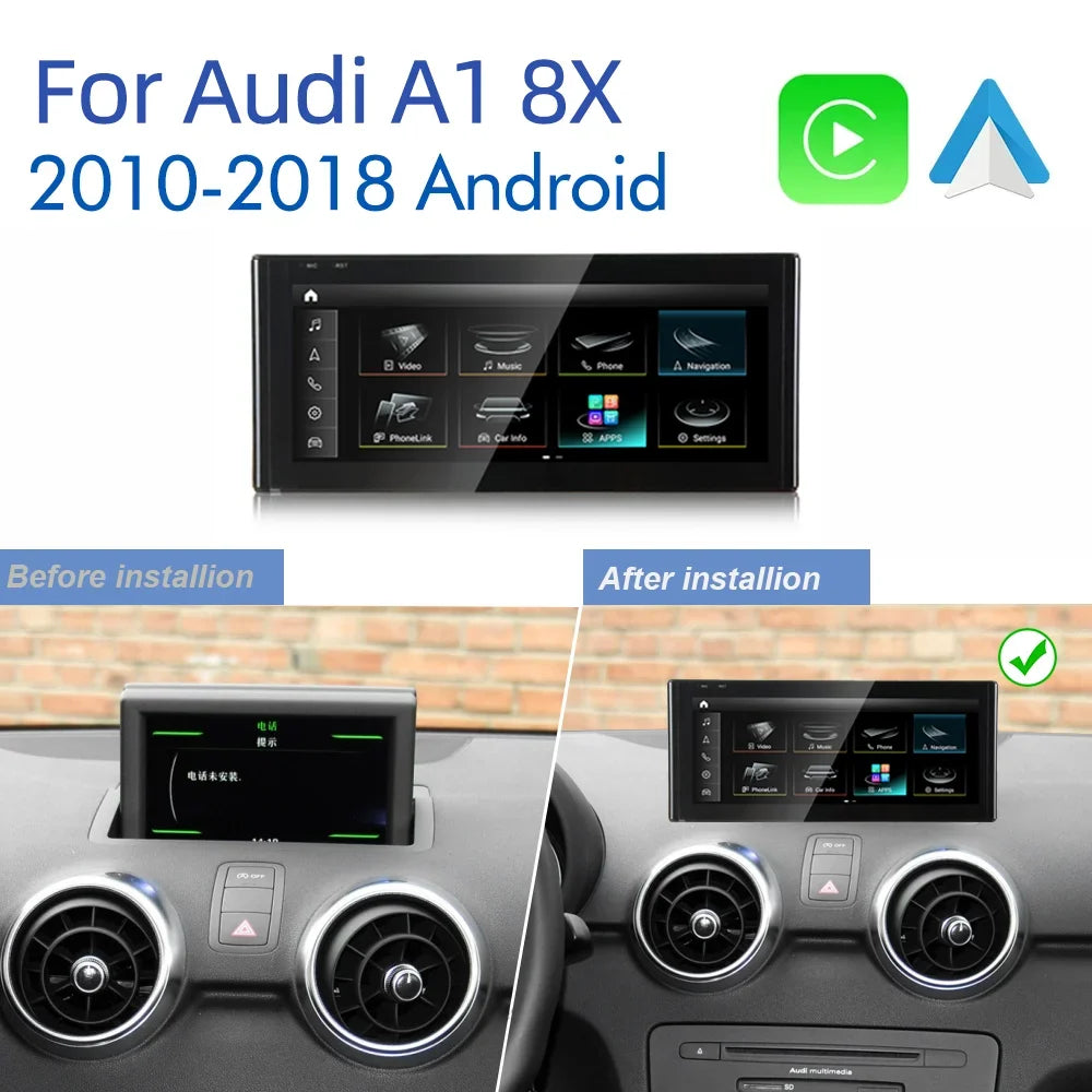 Nunoo Android 14 CarPlay For Audi A1 Q2 2010-2023 Auto Radio Touch Screen GPS Car Multimed