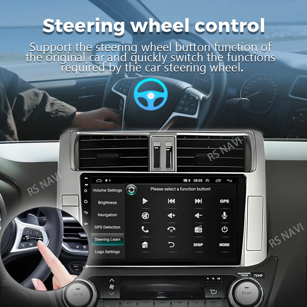 Plug and Play Android 16 For Toyota Land Cruiser Prado 150 2009 - 2013 2K QLED Android Car