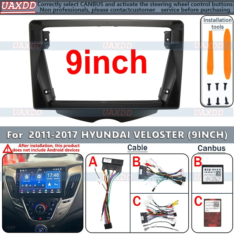 Cadre fascia For Hyundai 2011-2017 VELOSTER 9inch autoradio Android stereo GPS MP5 lecteur