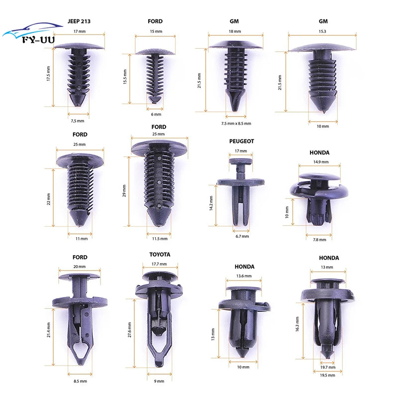 Retainers Assortment Auto Clips Push Retainers Set in Case fit for Most Ford GM Chrysler T
