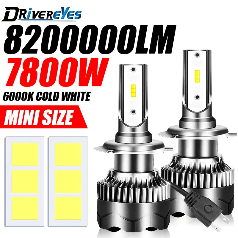 H7 LED Headlight 7800W 3570 CSP Chip H4 H1 H11 H8 9005 9006 HB3 HB4 H9 4300K 6000K 8000K T