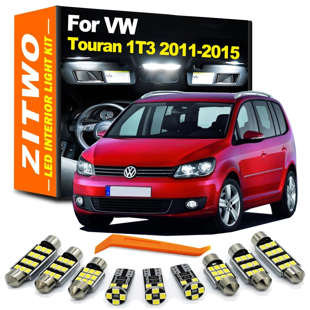 ZITWO 13Pcs Canbus No Error Car LED Interior Light Kit For VW Volkswagen Touran 1T 1T3 2011 2012 2013 2014 2015 Sun Visor Lamp