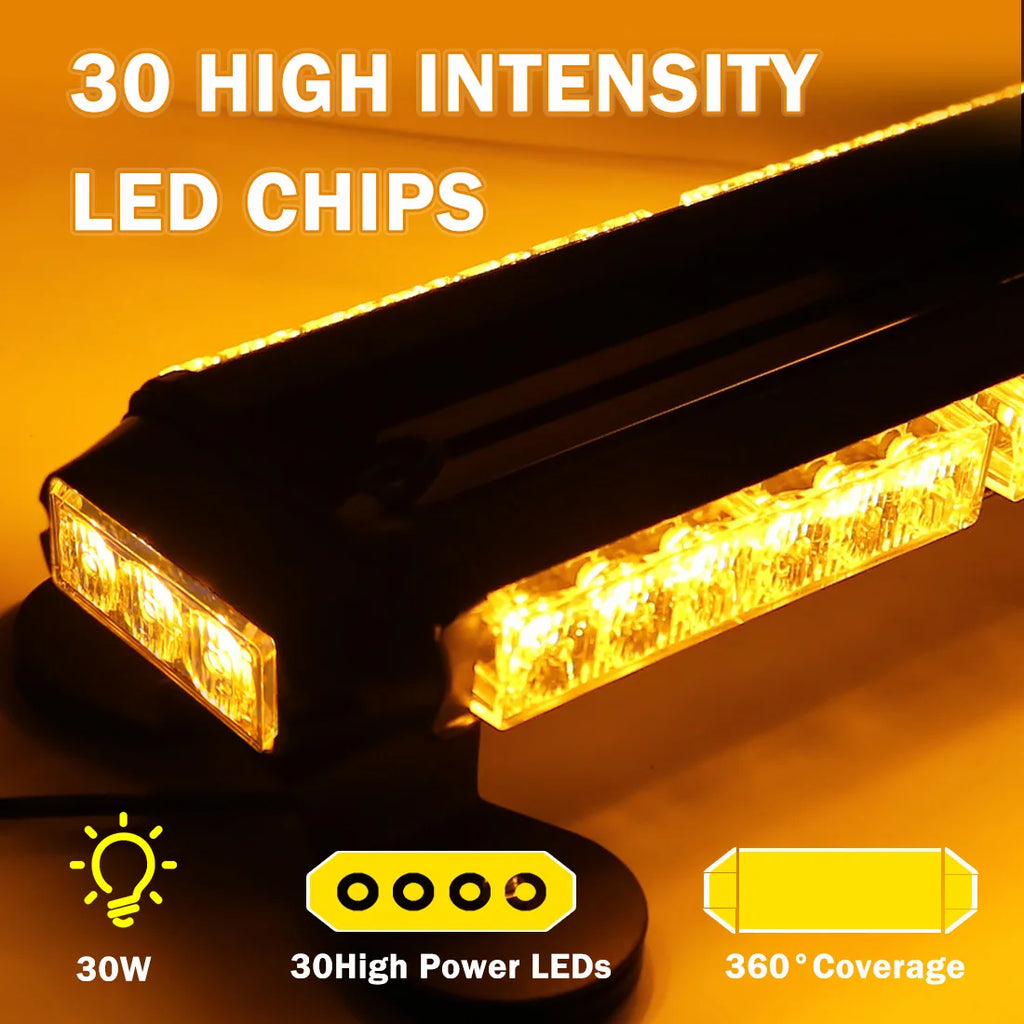 30 LED Bar Car Strobe Warning Light Flashing Police Lamp Auto Emergency Flasher For Vehicl | AUTOKITSHOP