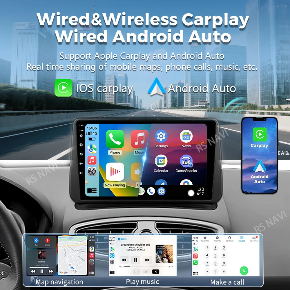 Plug and Play Android 16 For Renault Clio 3 2005-2014 2K QLED Android Car Radio Multimedia