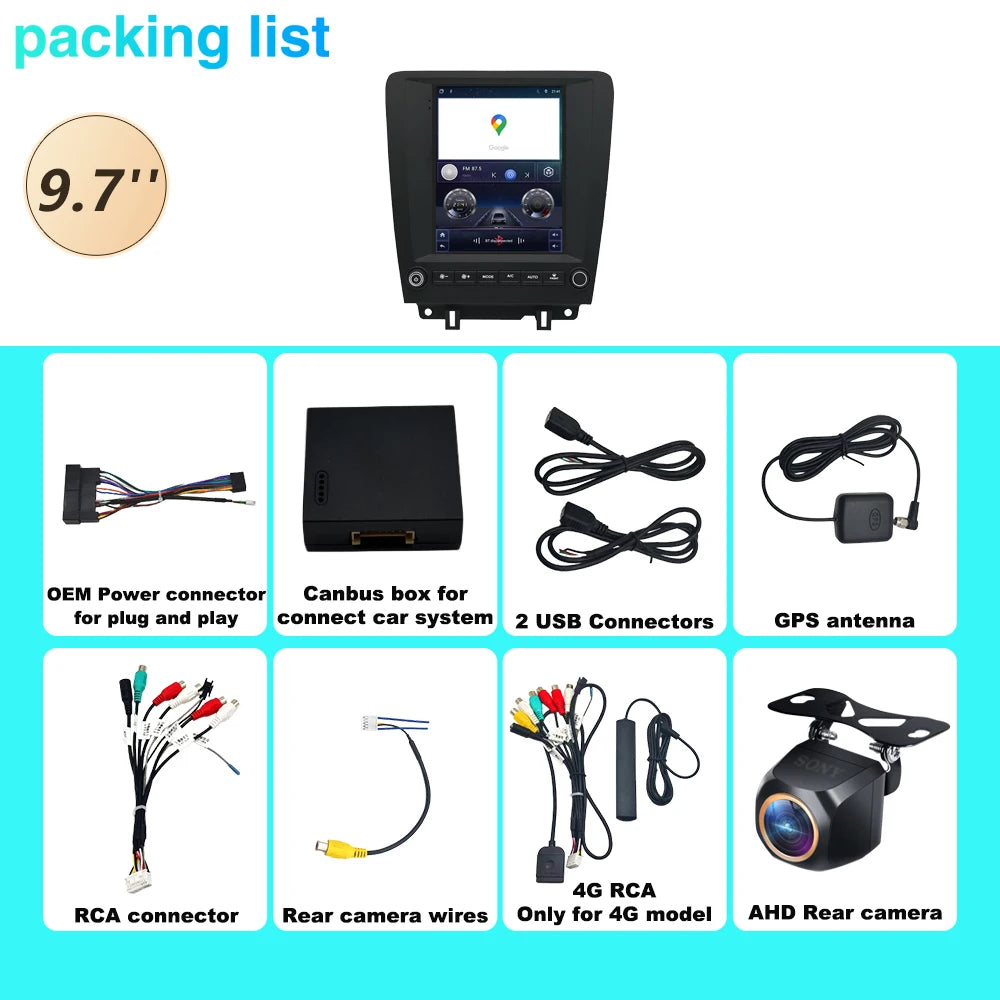 Android 15 For Ford Mustang 2009 -2014 Car Radio Stereo QLED DSP Carplay GPS Navigation Pl