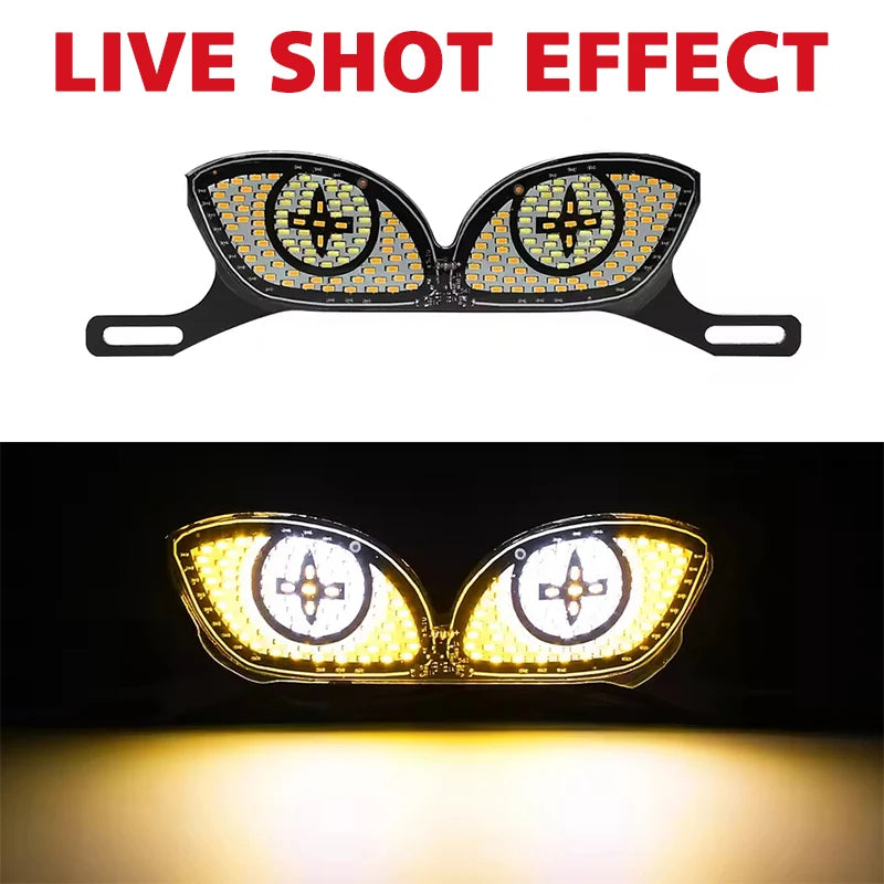 Motorcycle LED Lights Devil Eye Cat Eye Dynamic Tail Light Car Tail Decorative Lamp Strobe