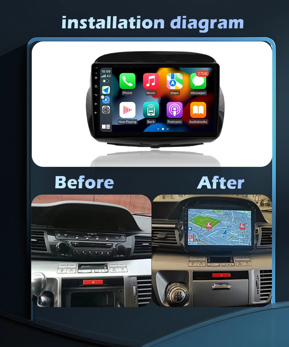 Car Radio Multimedia Wireless CarPlay For Honda Edix FRV 2004 - 2009 Android 16 Video Play
