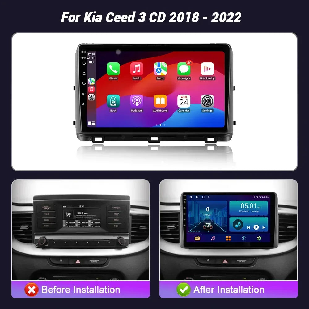 Android 14 For Kia Ceed 3 CD 2018 2019- 2022 Car Radio Multimedia GPS Android Auto Wireles
