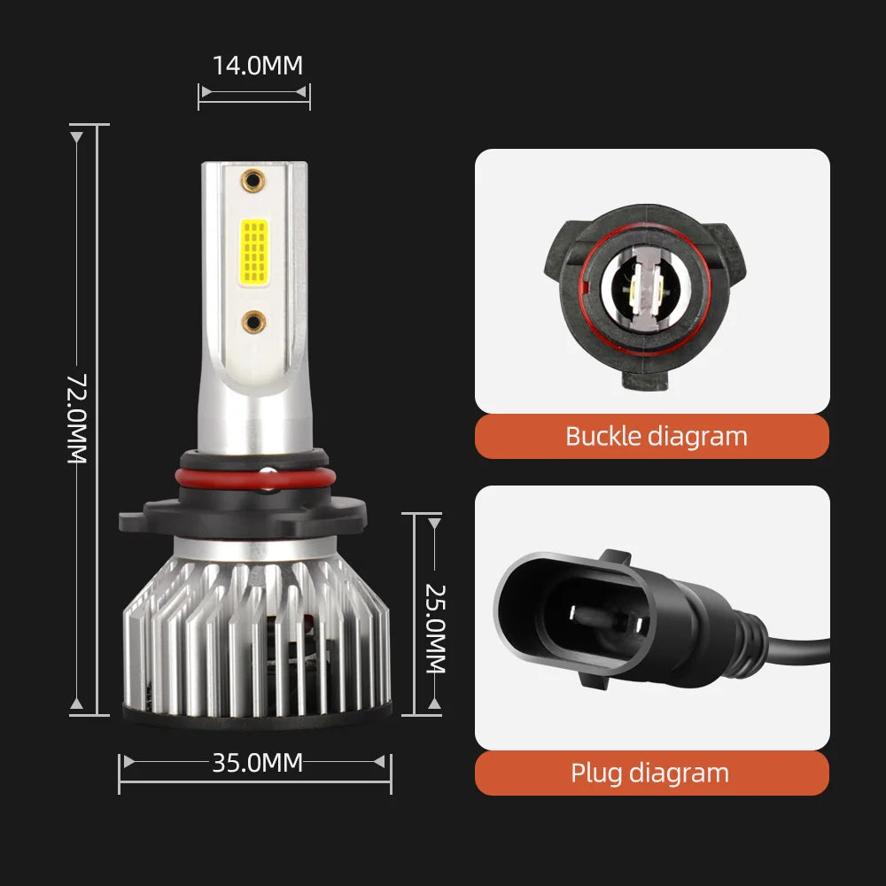 Car LED Headlight Bulbs Canbus No error 6000K White Turbo HeadLamp Plug and Play High Powe
