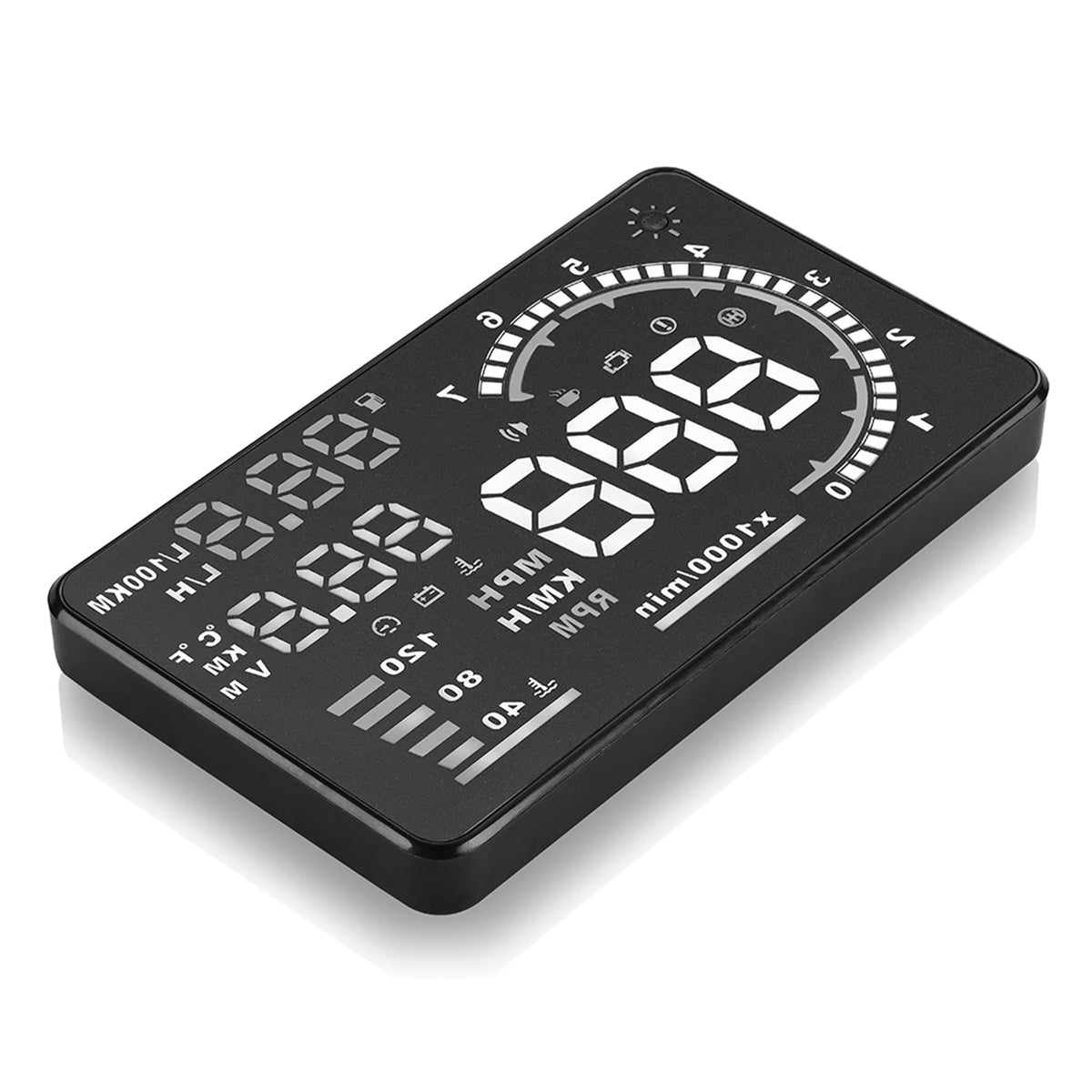5.5Inch OBD II Car HUD Display Auto Windshied Reflective Screen Speed Display Speed Warning Spee - Automotive LED Light