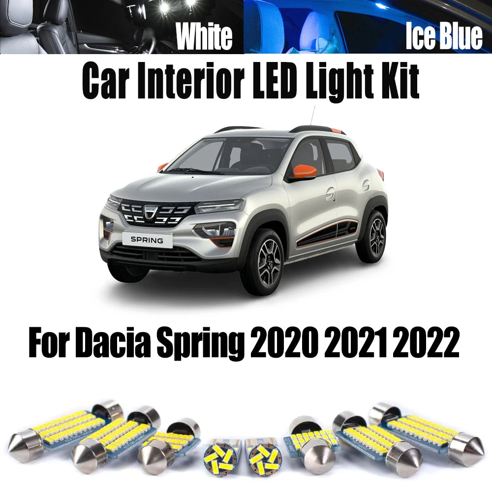 7-Piece LED Interior Light Kit for Dacia Spring - Canbus Error-Free Bulbs | AUTOKITSHOP