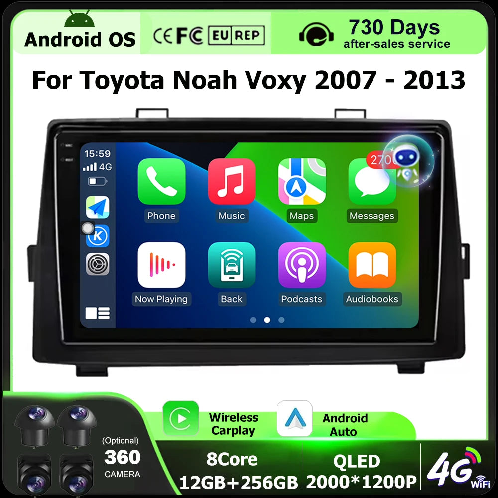 Android 16 Auto For Toyota Noah Voxy 2007 2010 2011 2012 2013 Car Radio Multimedia Video P
