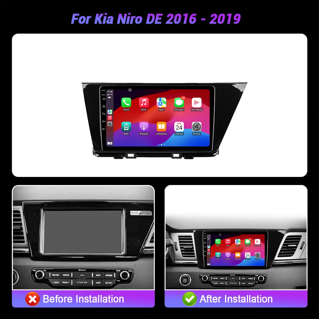 For Kia Niro DE 2016-2019 Wireless BT CarPlay Android 14 Radio Car Multimedia Player 7862