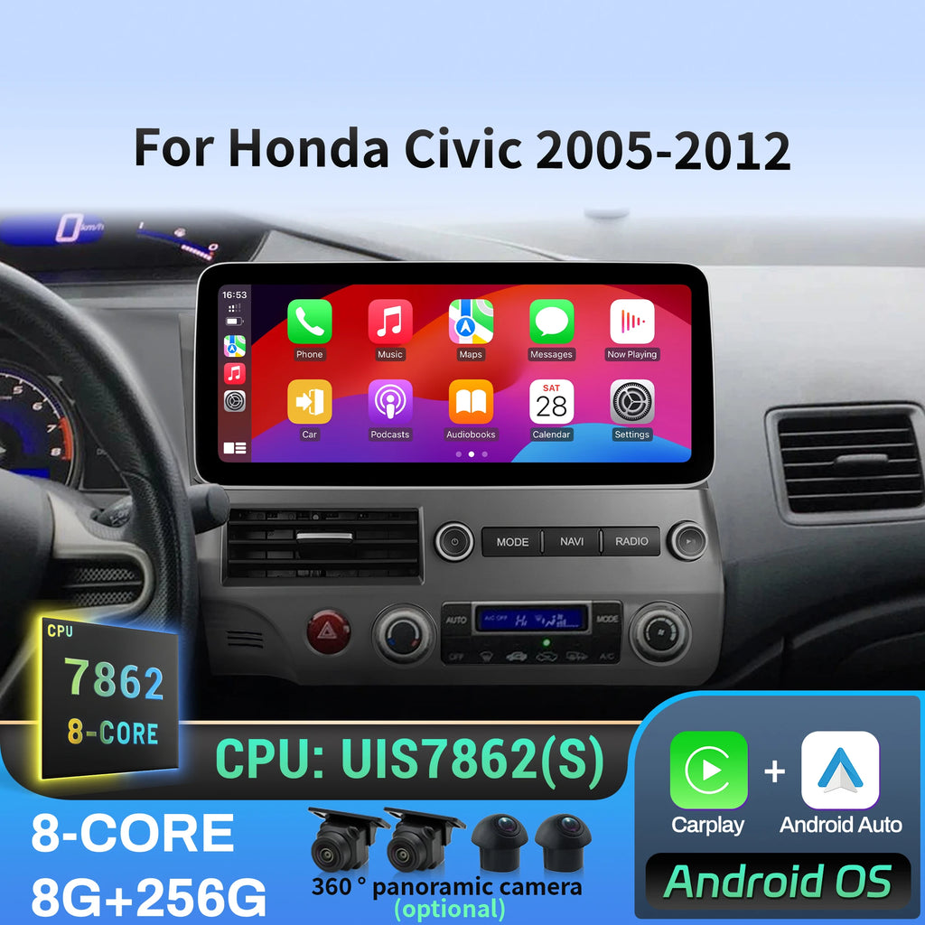 12.3 inch Android 14 For Honda Civic 2005 2006 2007 2008 -2012 Navigation Car Radio Multim